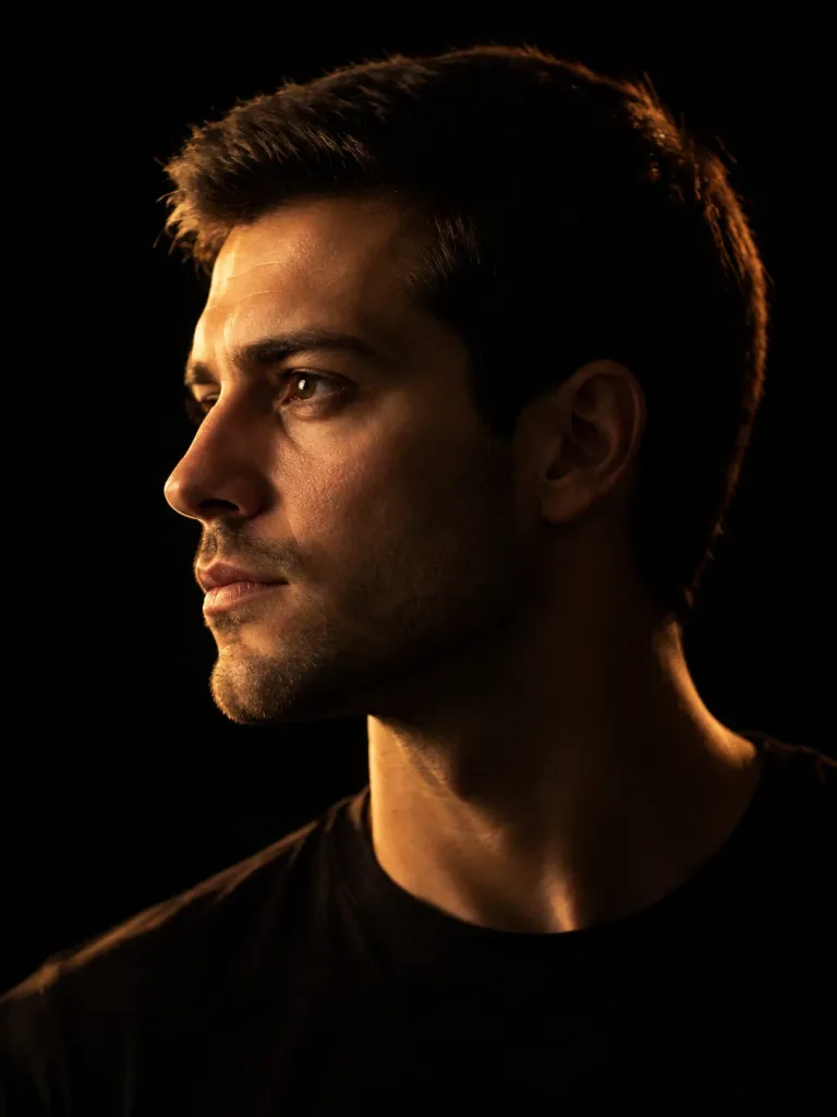 측면 키아로스쿠로 남성 포트레이트