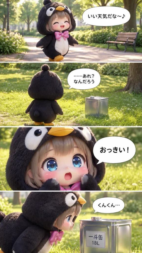 Chibi Penguin Girl Four-Panel Comic