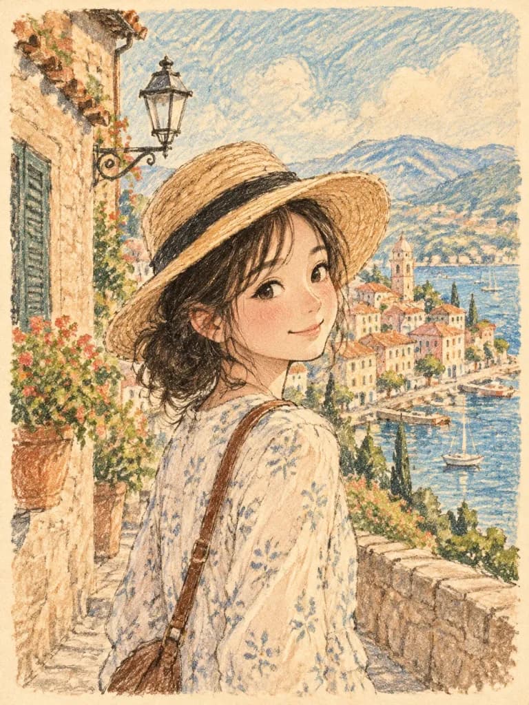 Vintage Hand-Drawn Travel Journal Illustration