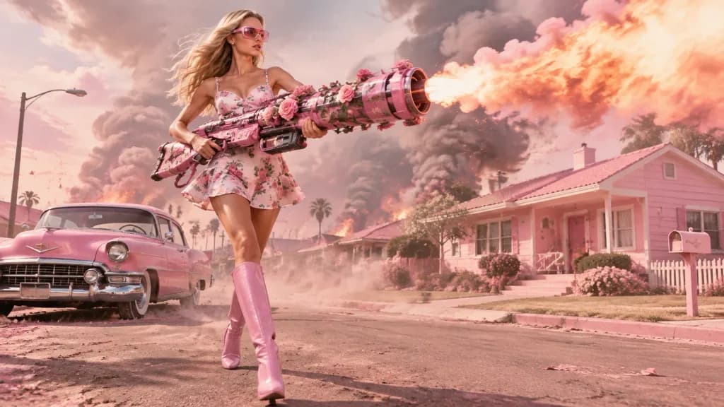 Retro-Futuristic Pink Cannon Fashion Shoot