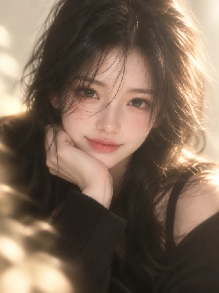 몽환적인 골든 아워 클로즈업 인물 사진