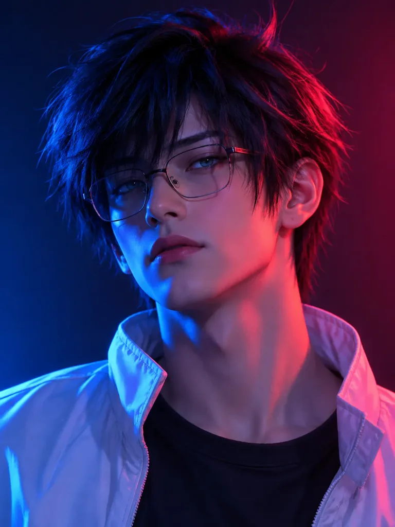 High-Contrast Neon Studio Portrait