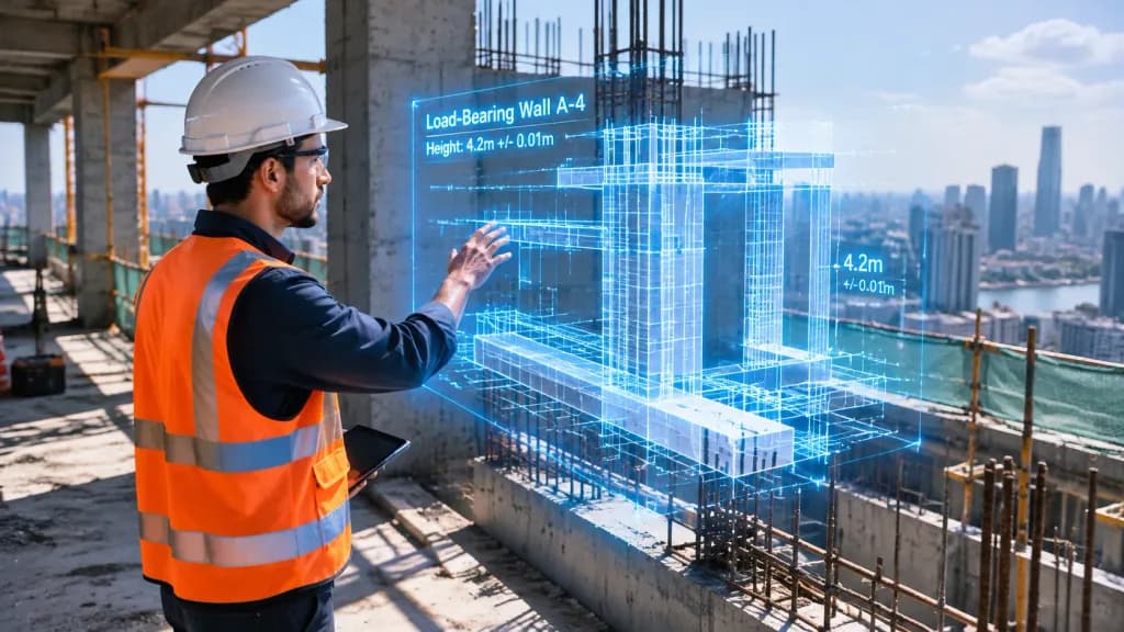 AR-чертеж на строительной площадке