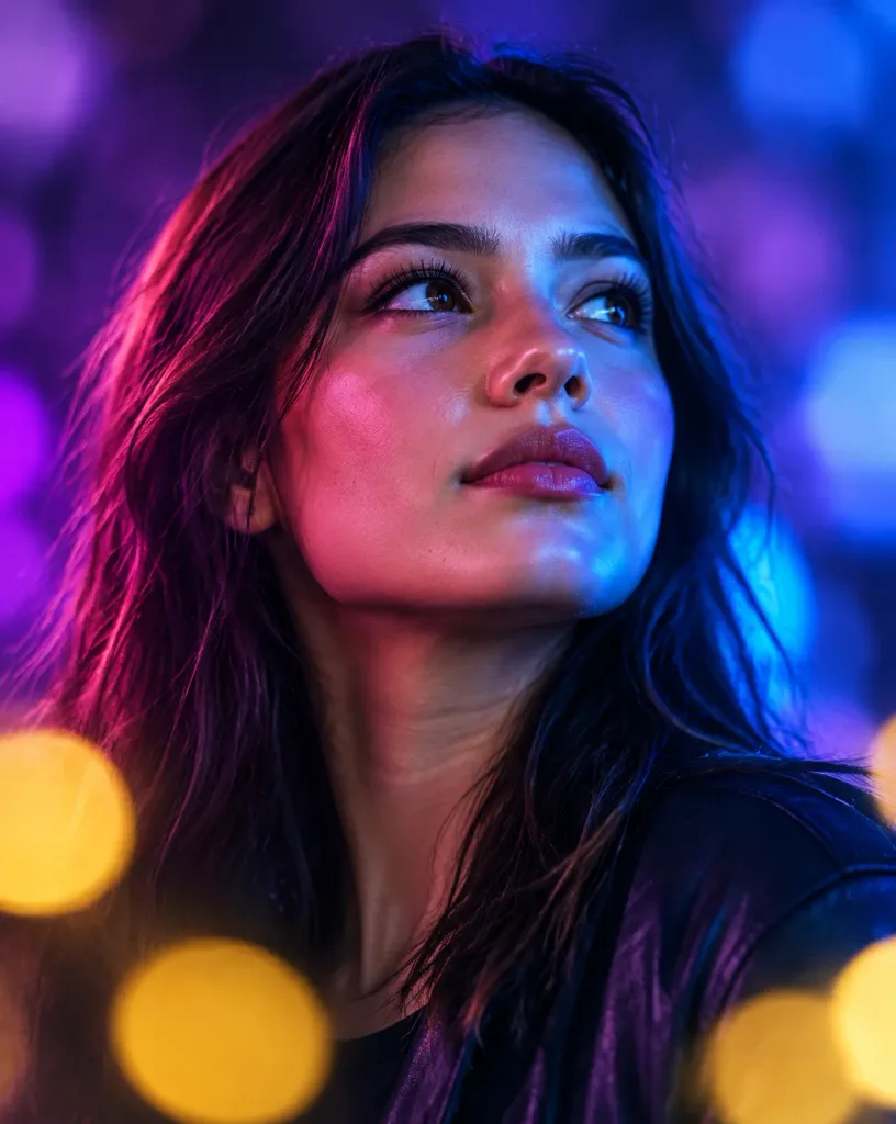 Neon Dual-Light Cinematic Portrait