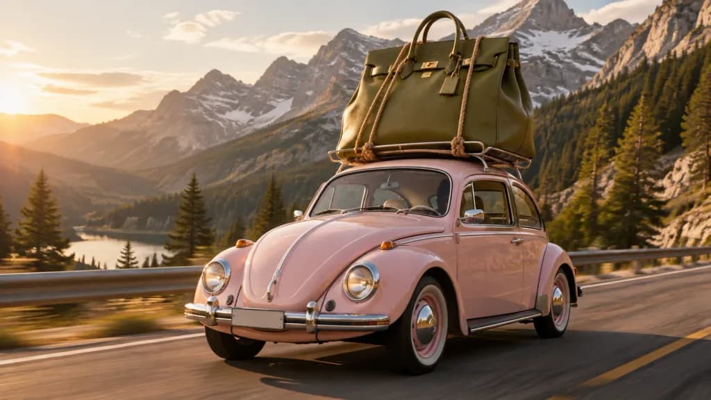 Oversized Handbag on Vintage Beetle