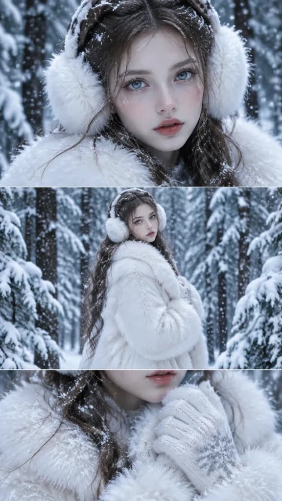 雪森のモノクロームファッション3連画
