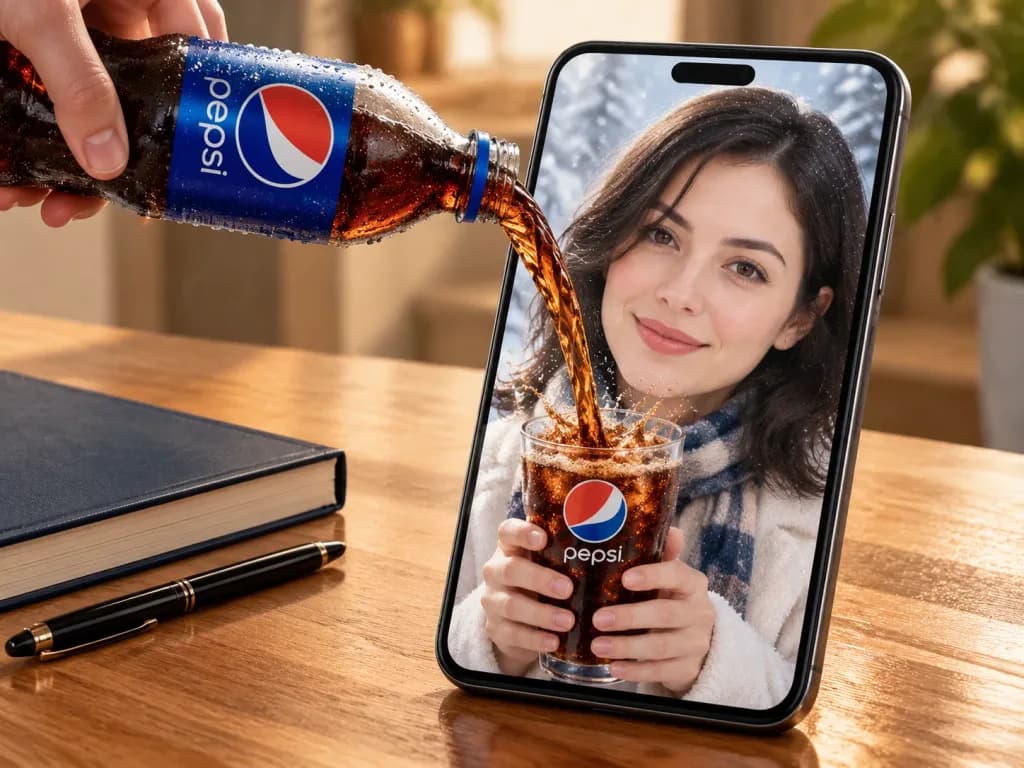 画面を突き抜けて注がれるドリンクの錯視写真