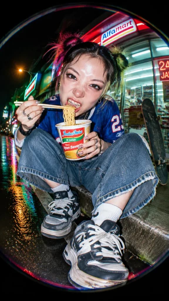 Fisheye Flash Streetwear Night Portrait