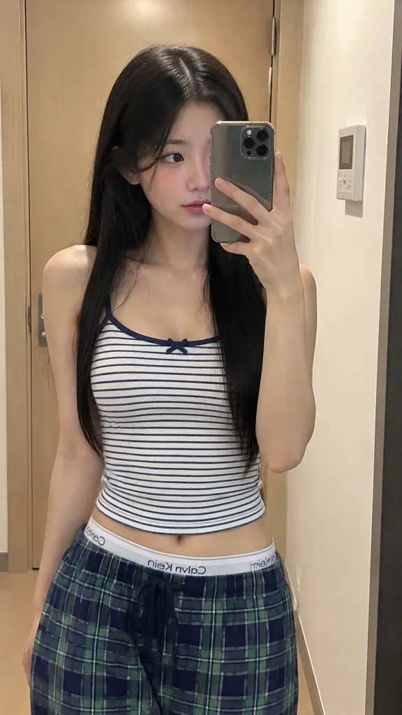 캐주얼 홈웨어 거울 셀카