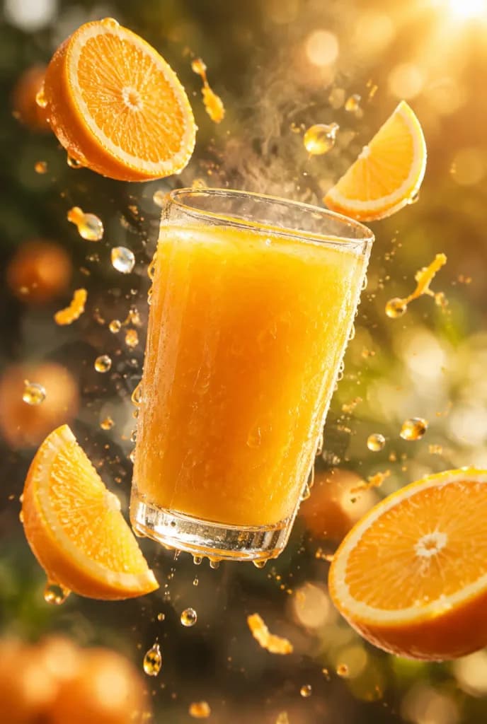 Floating Glass of Orange Juice