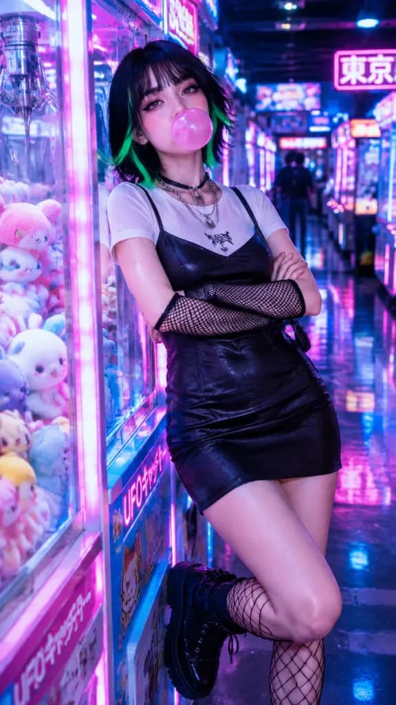 ネオンゲーセンのサイバーガールポートレート