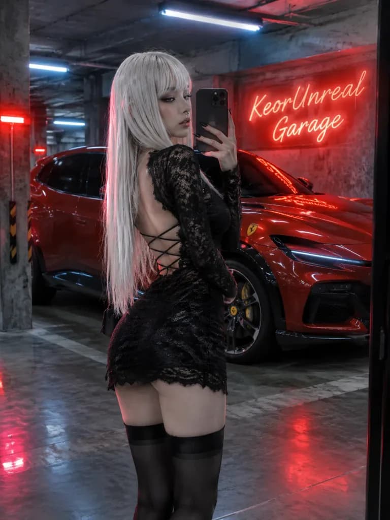 Neon Garage Fashion Mirror Selfie