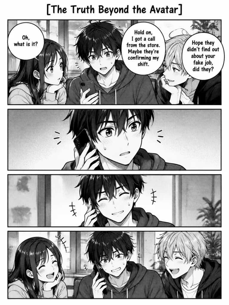 4コマ漫画の会話ストリップ