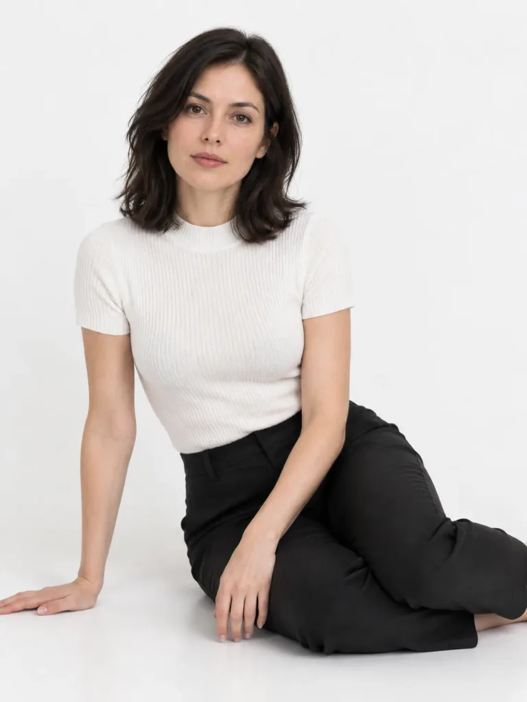 Minimal Studio Kneeling Fashion Portrait