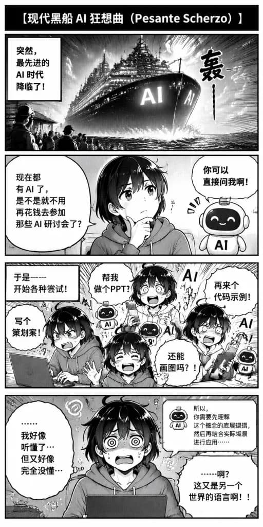 Four-Panel AI Satire Manga Strip