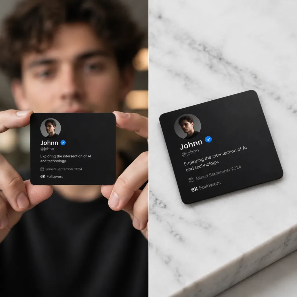 Editorial Matte Black Profile Card Shoot