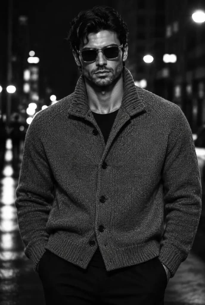 High-Contrast Monochrome Menswear Fashion Portrait