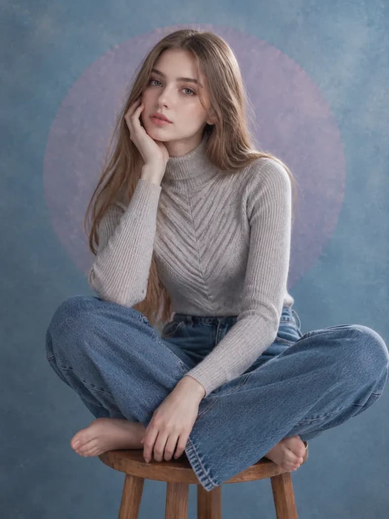 Editorial Introspective Woman Studio Portrait