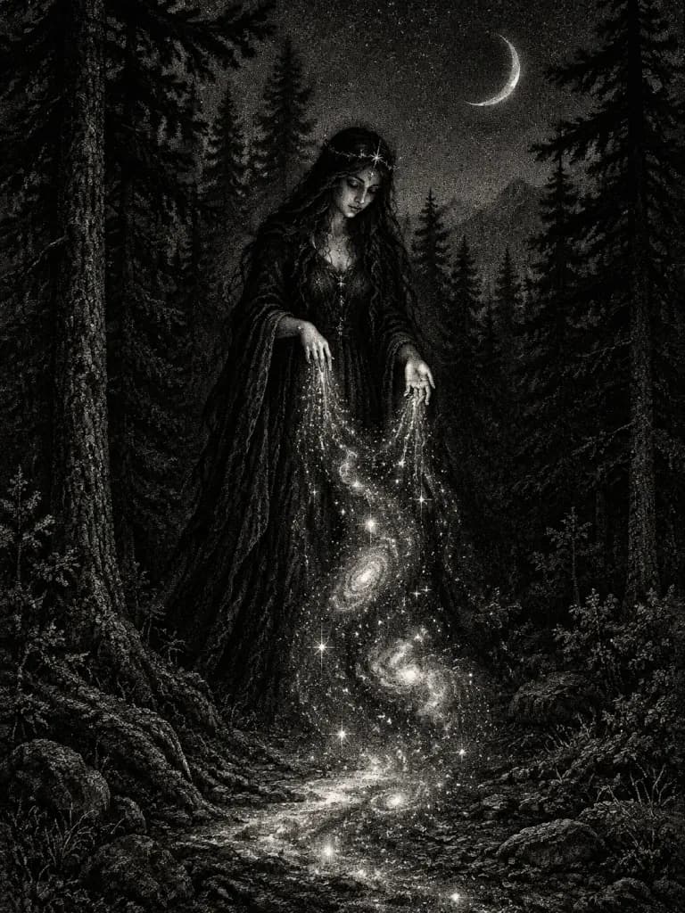 哥德式點描林間織星者版畫