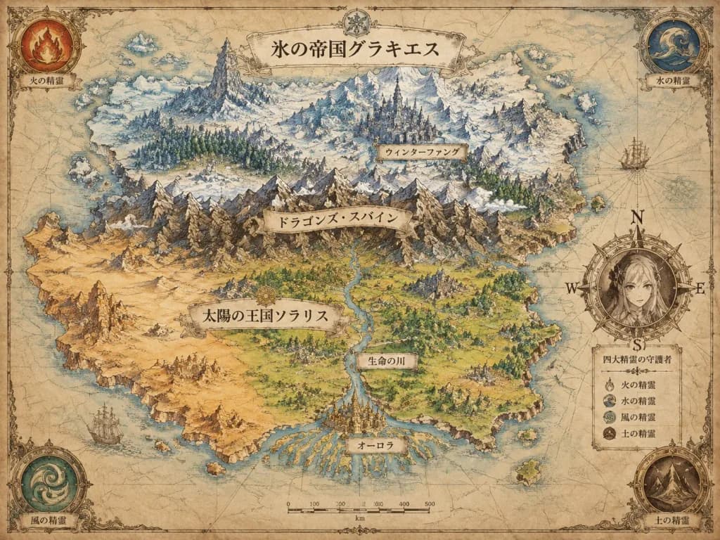 Antique Fantasy Realm World Map