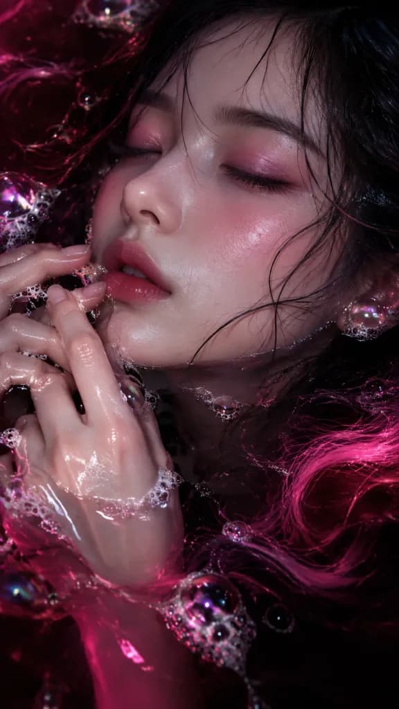 水中沉浸感美妝微距時尚肖像