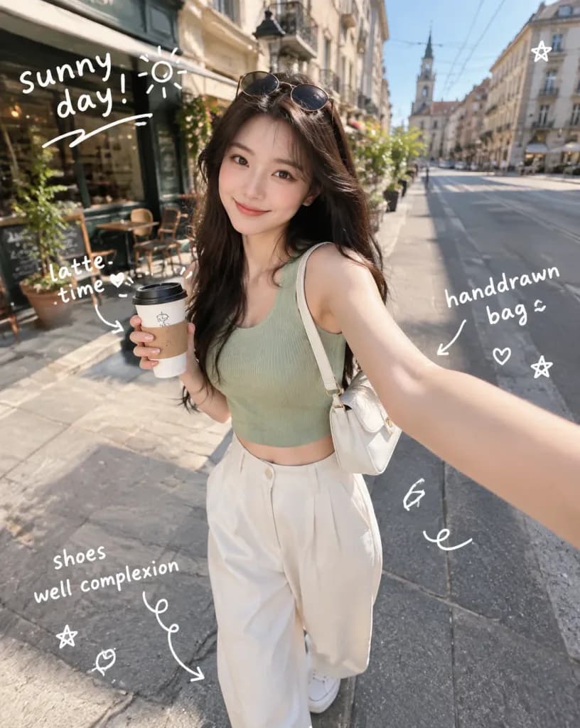 European Street Selfie with Doodles
