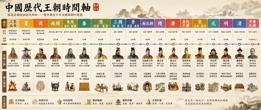 Chinese Dynasties Historical Timeline Infographic