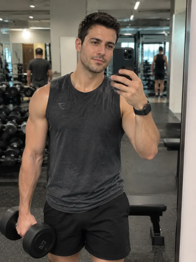 Realistic Male Gym Mirror Selfie