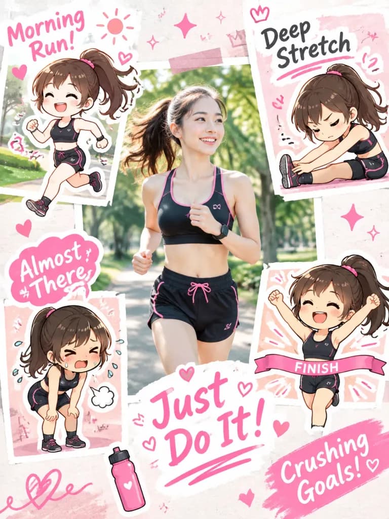 Fitness Journey Digital Sticker Collage