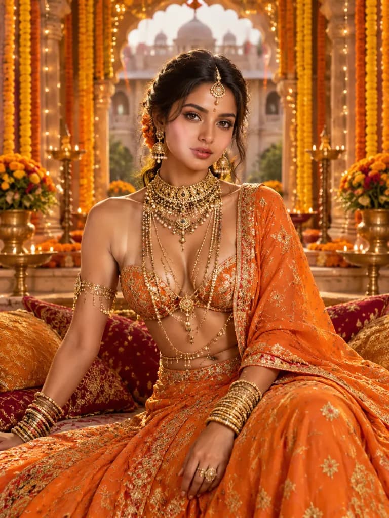 Indian Bridal Fashion in Palace Courtyard