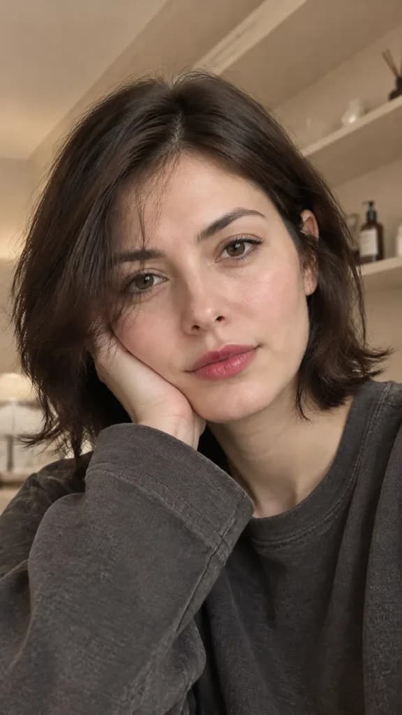 Candid Indoor Bob Haircut Portrait