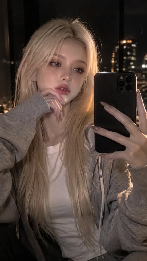 Nighttime City Mirror Selfie
