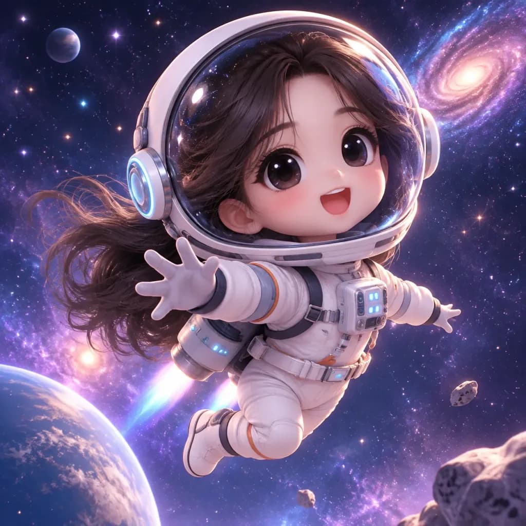 우주비행사 유명인 3D 캐리커처