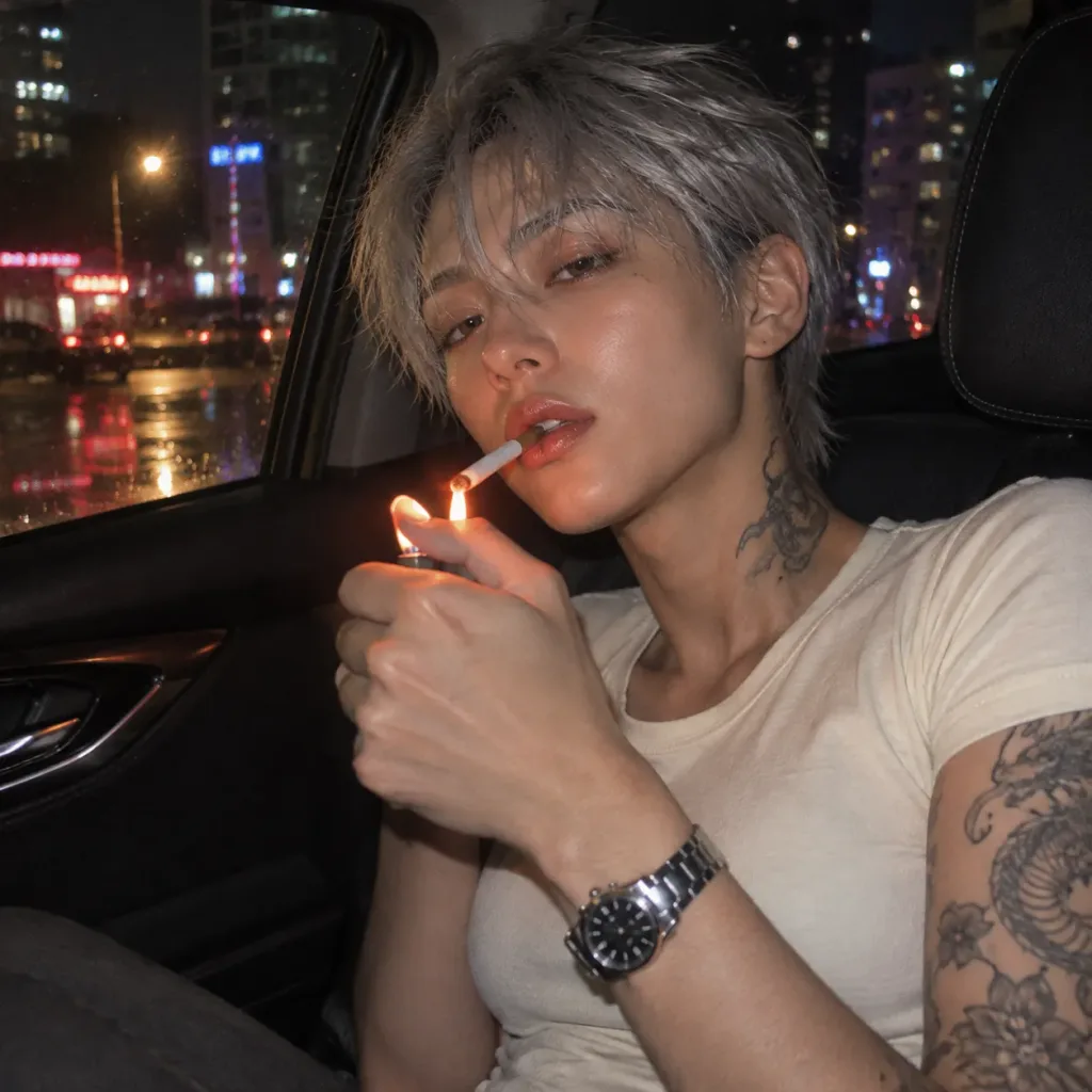 Candid Night Flash Portrait in Car
