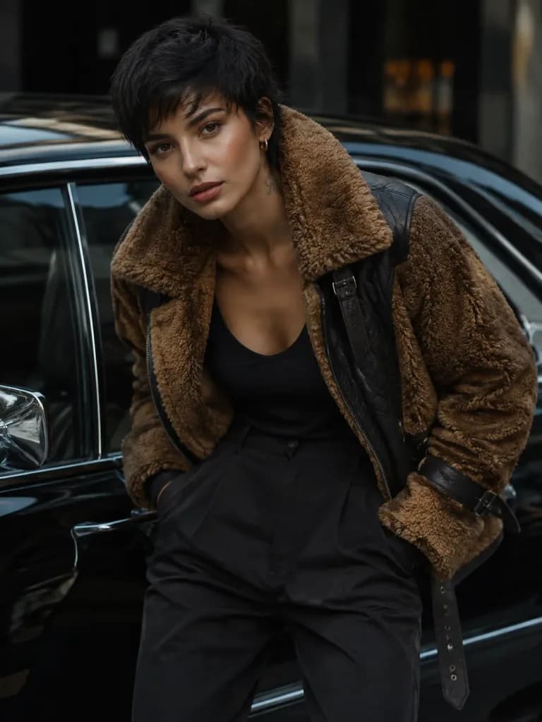 Shearling Jacket Editorial Fashion Portrait