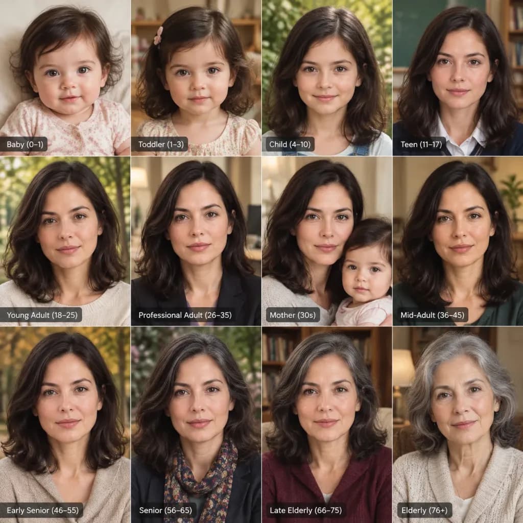 Lifetime Age Progression Photo Grid