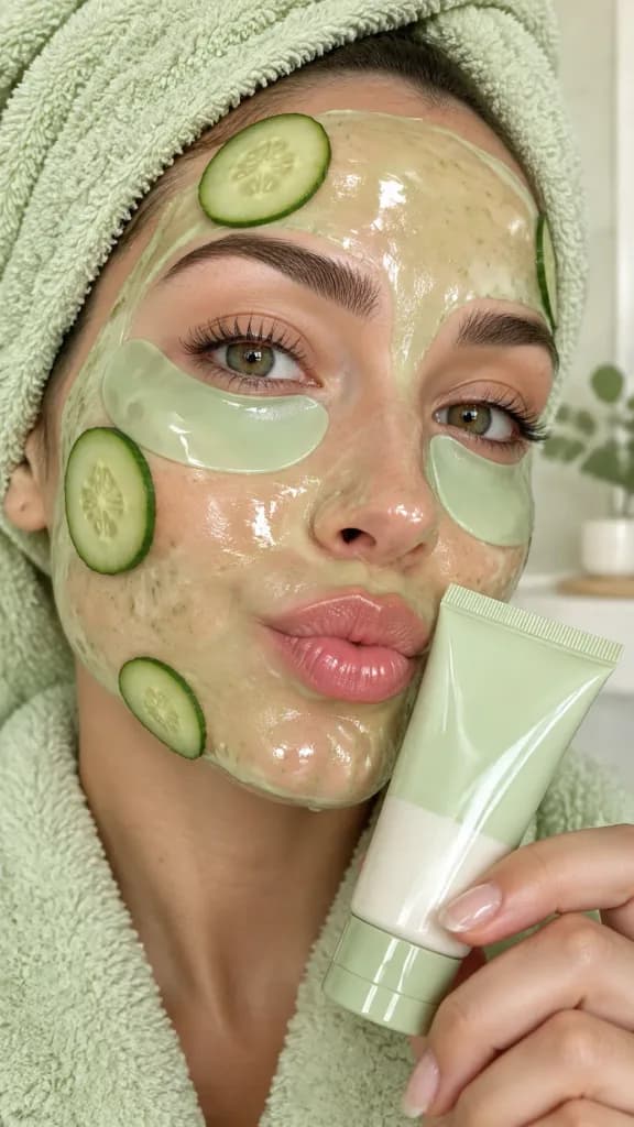 Cucumber Skincare Face Mask Selfie