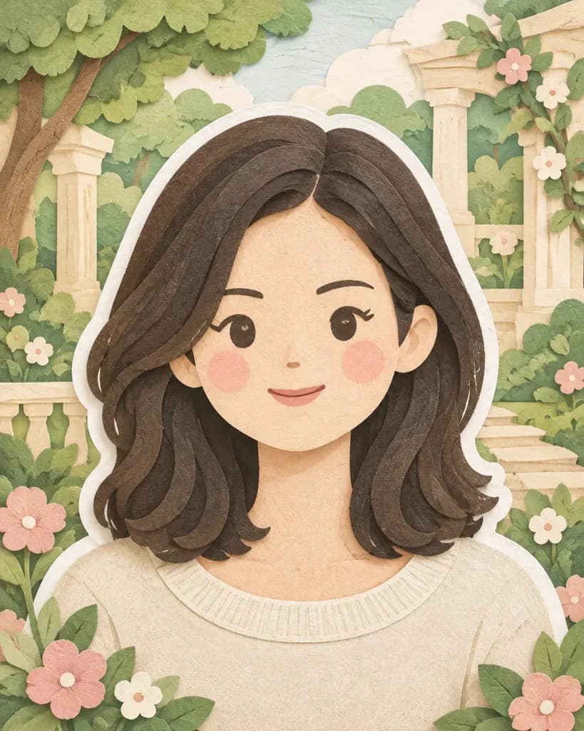 Layered Papercraft Garden Diorama Portrait