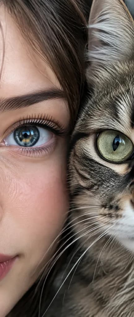 Split Face Human and Pet Portrait