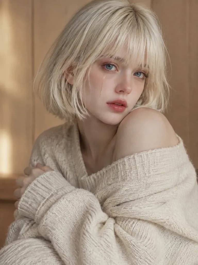哀愁漂うブロンドのエディトリアルポートレート
