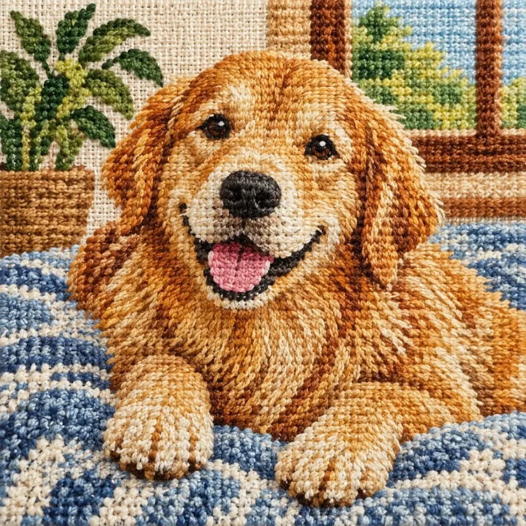 Textile Needlepoint Embroidery Transformation