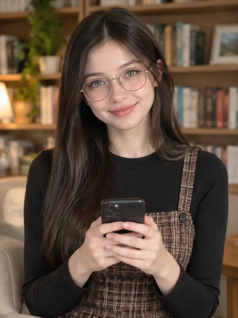 Young Woman in Plaid Pinafore Portrait