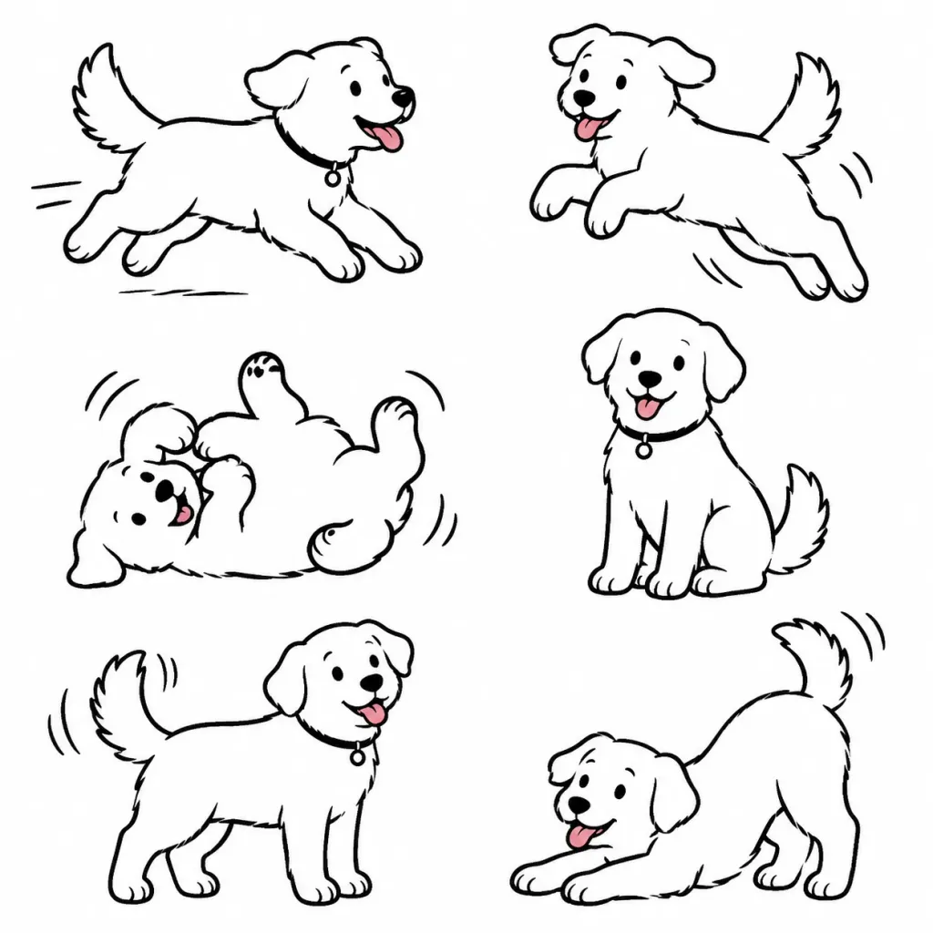 Minimalist Playful Dog Clipart Sheet