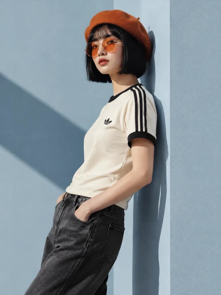 직사광선 아래 미니멀 패션 에디토리얼