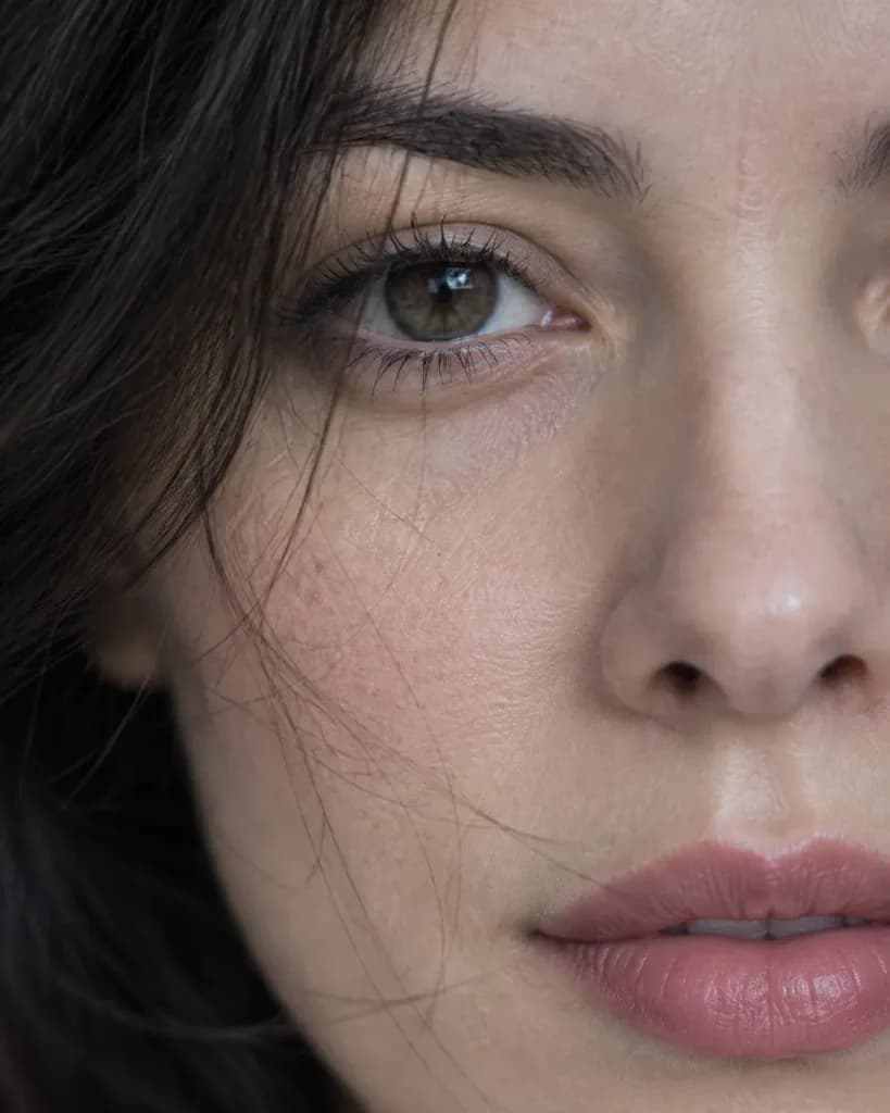 Cinematic Extreme Macro Eye and Lip Portrait
