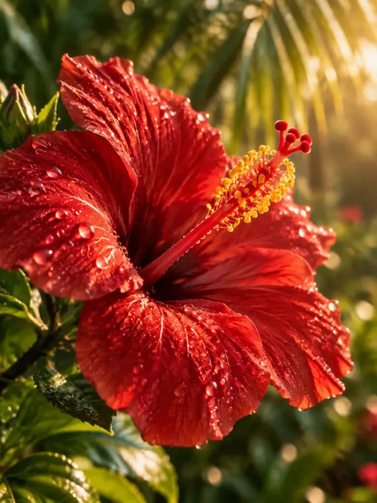 Macro Shot of Red Hibiscus Petals