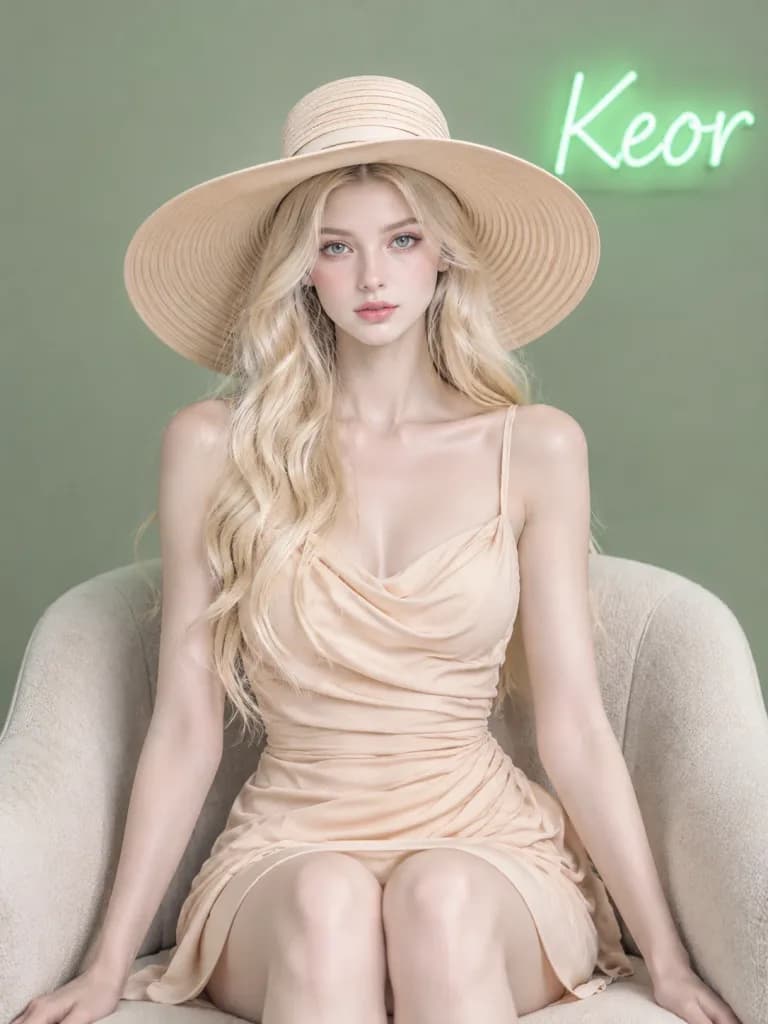 Minimalist Studio Portrait in Wide-Brim Hat
