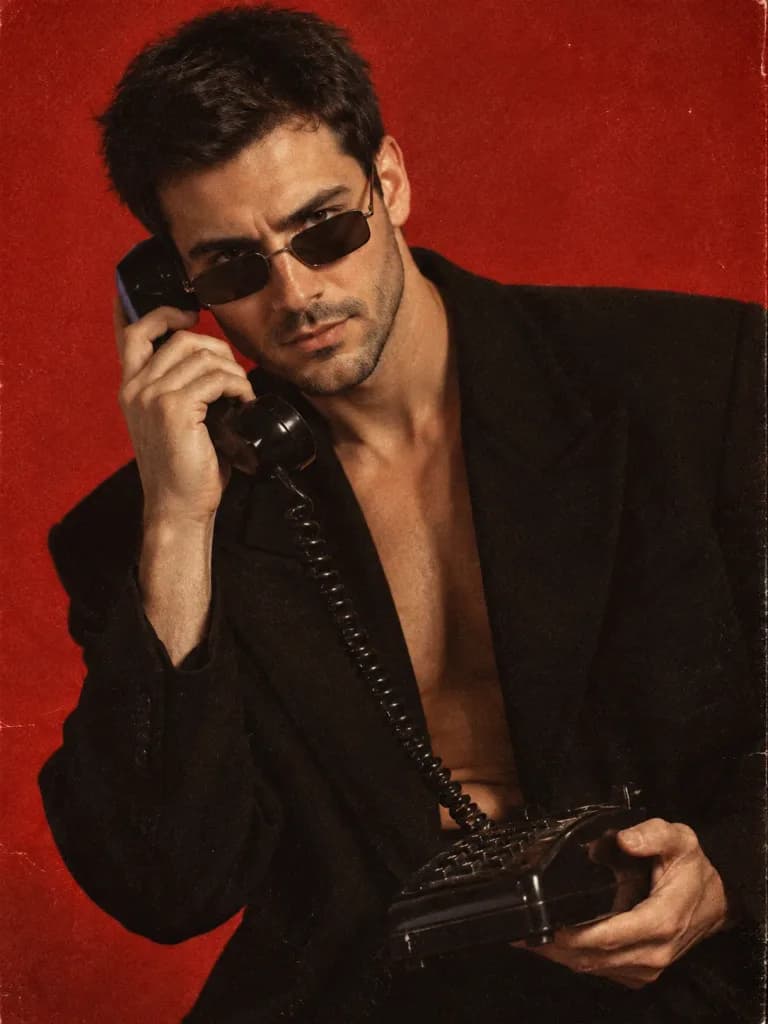 Retro Red Studio Editorial Portrait