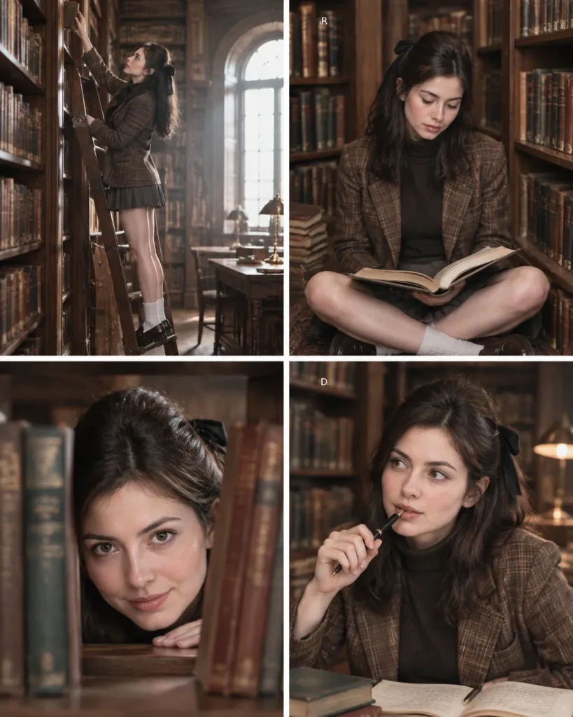 Dark Academia Library Photo Grid