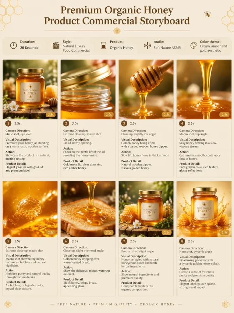 Organic Honey Commercial Storyboard